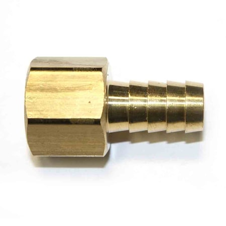 Brass Hose Fitting, Connector, 1/2 Inch Barb X 1/2 Inch Female NPT End, PK 50